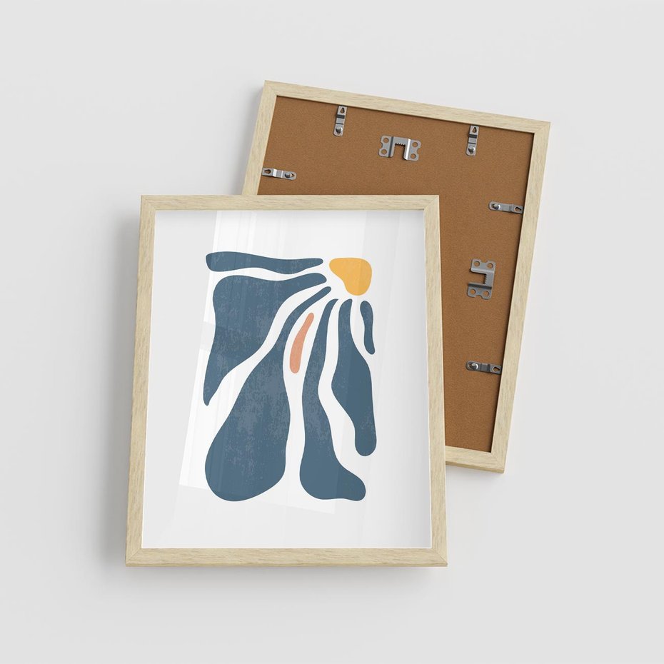 Plakat w ramie 40x50 - Melodia Kolorowych Płatków - nowoczesna kwiatowa grafika, styl retro - rama drewno