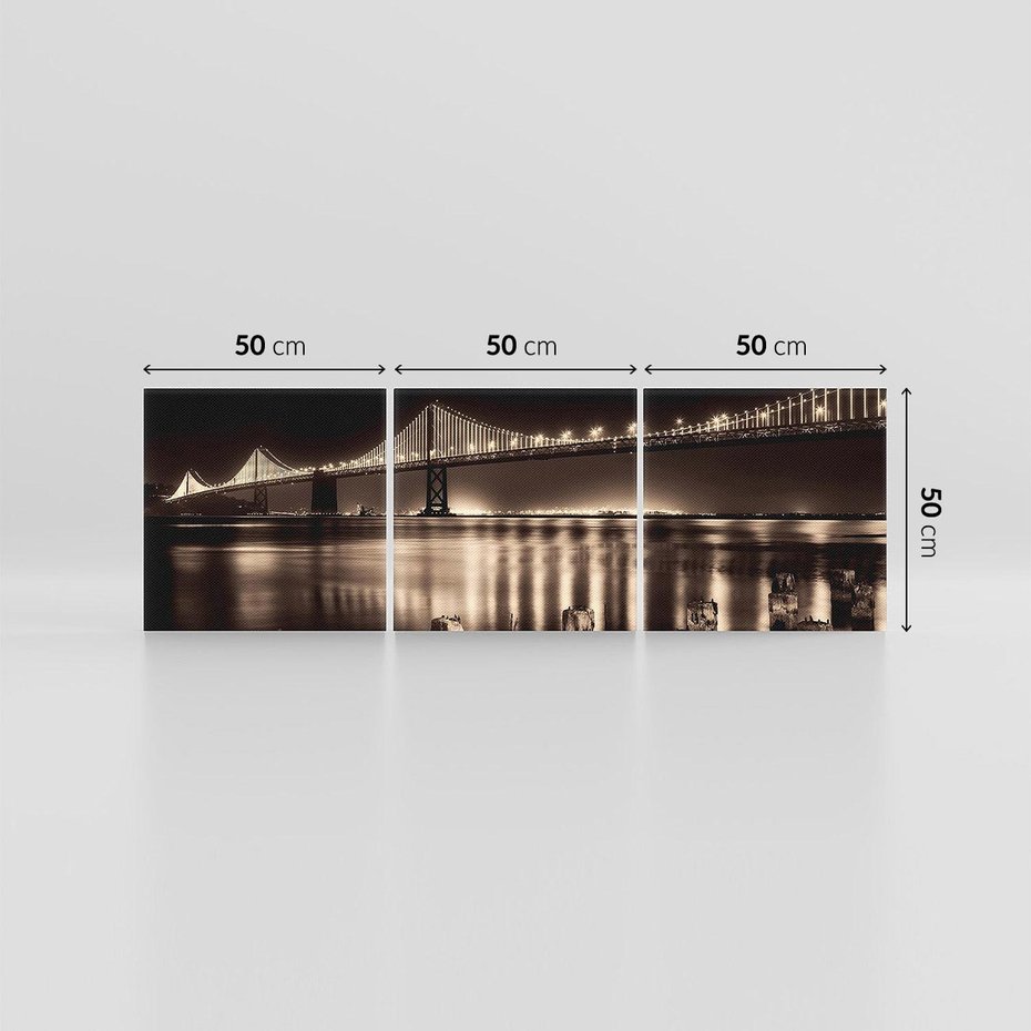 Obraz na płótnie 150x50 - Most nocą nad rzeką - noc, most