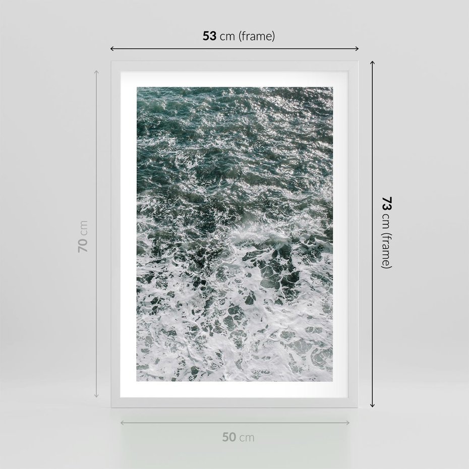Plakat w ramie 50x70 - Sztormowa Przygoda - morze, ocean - rama biała