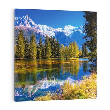 Obraz na płótnie 50x50 - Górskie piękno - góry, jezioro