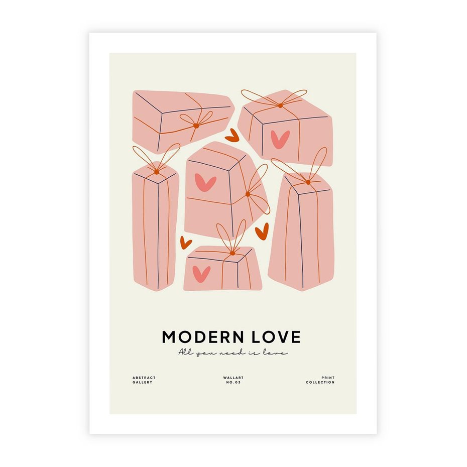 Plakat bez ramy 21x30 - Nowoczesna Miłość - nowoczesna grafika, pastelowe kolory