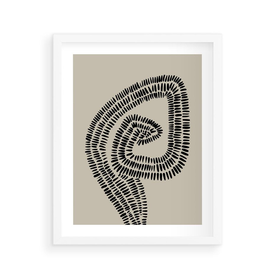 Plakat w ramie 40x50 - Nowoczesne Spektrum Wyobraźni - boho plakat, czarne kropki kreski - rama biała