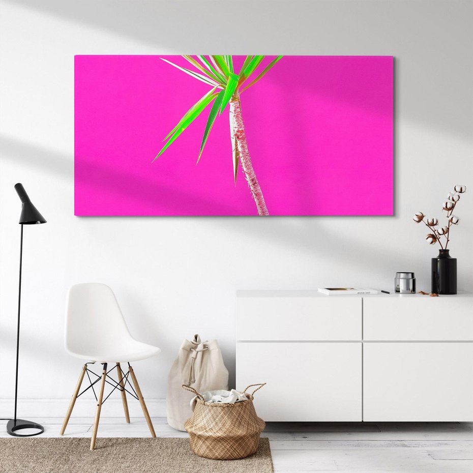 Obraz na płótnie 120x60 - Retro Stylizacja - palma, liście