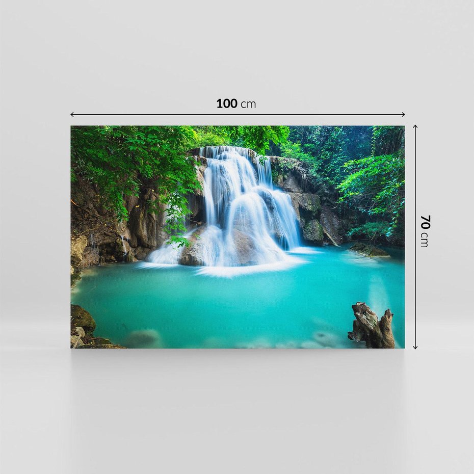 Obraz na płótnie 100x70 - Tajlandia: wodospad w zielonym lesie - Tajlandia, wodospad