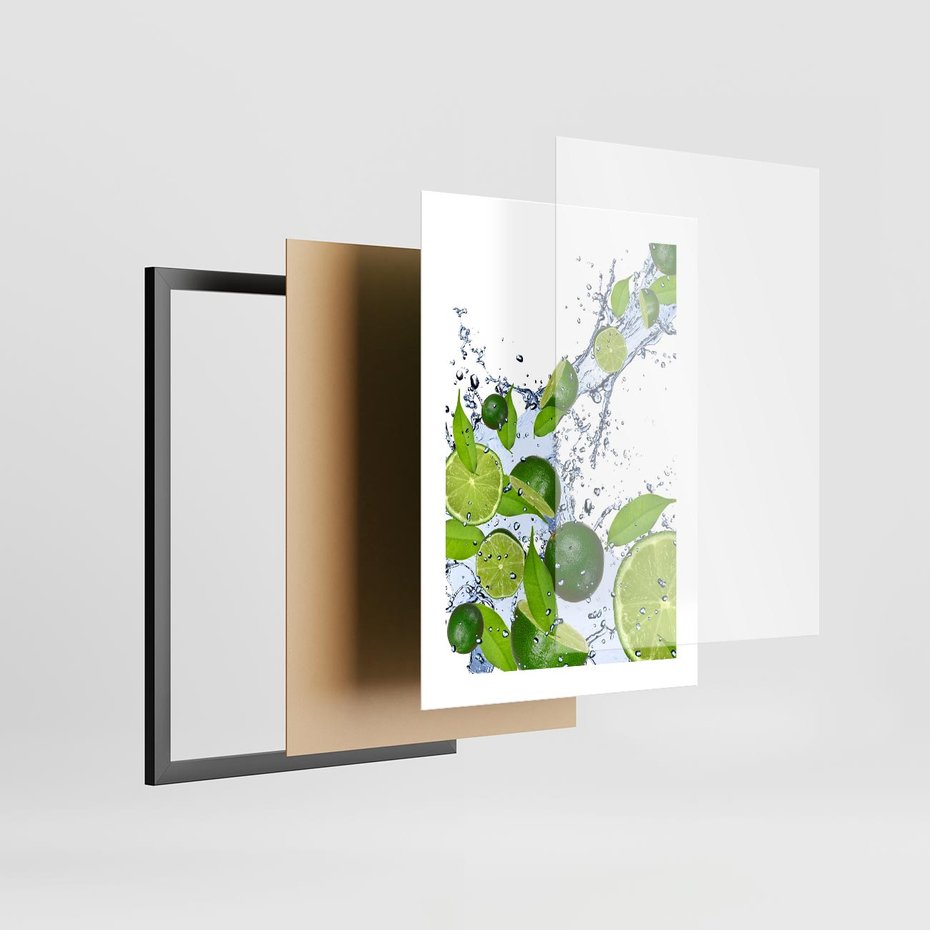 Plakat w ramie 30x40 - Cytrusowa Świeżość - limonki, cytryny - rama czarna