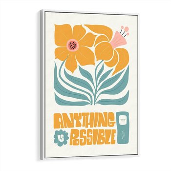 Obraz w ramie 50x70 - Kolorowa Harmonia - sztuka nowoczesna, pastelowe kwiaty - rama biała