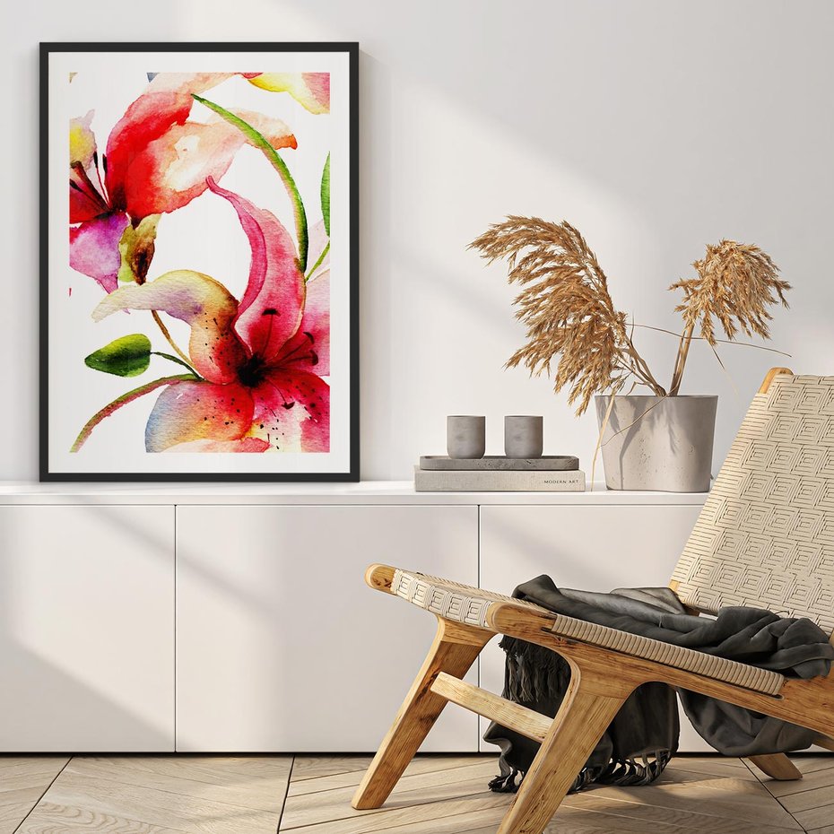 Plakat bez ramy 21x30 - Kwiaty w akwareli - delikatne piękno - kwiaty, akwarela