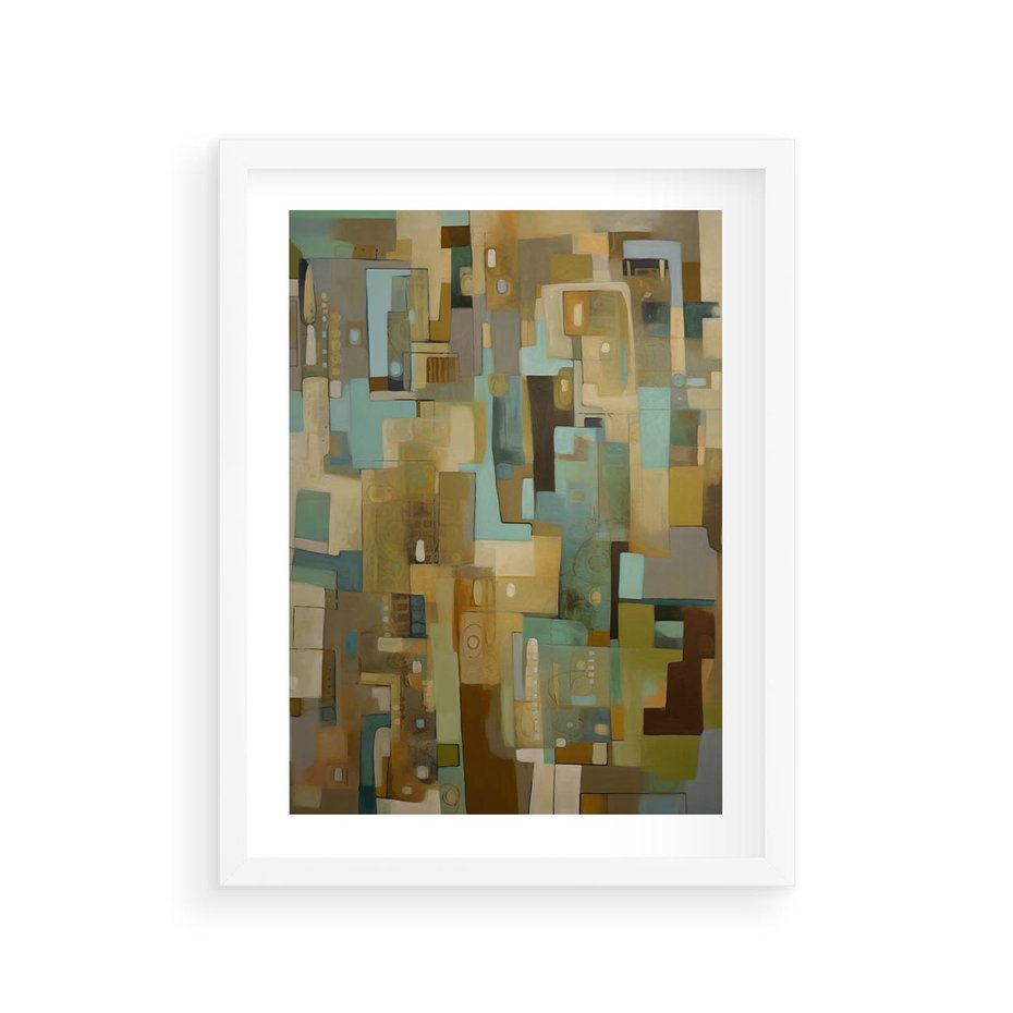 Plakat w ramie 30x40 - Kolorowe Wyobrażenia - abstrakcyjny obraz, mnogość kolorów - rama biała