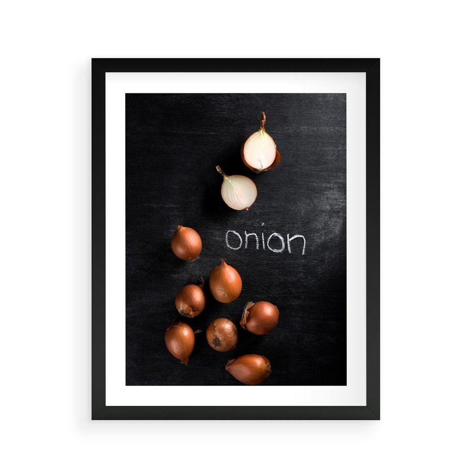 Plakat w ramie 40x50 - Aromatyczne Inspiracje - cebula, kuchnia - rama czarna