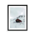 Plakat w ramie 30x40 - Zimowa Magia - domek, śnieg - rama czarna