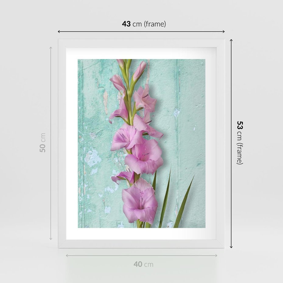 Plakat w ramie 40x50 - Piękno w delikatności - kwiaty, różowe - rama biała