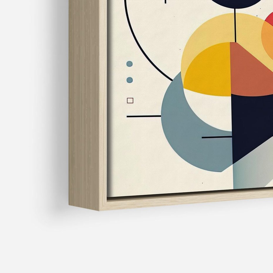Obraz w ramie 80x80 - Rozbijające Barwne Granice - abstrakcyjna geometryczna kompozycja, koła linie - rama drewno