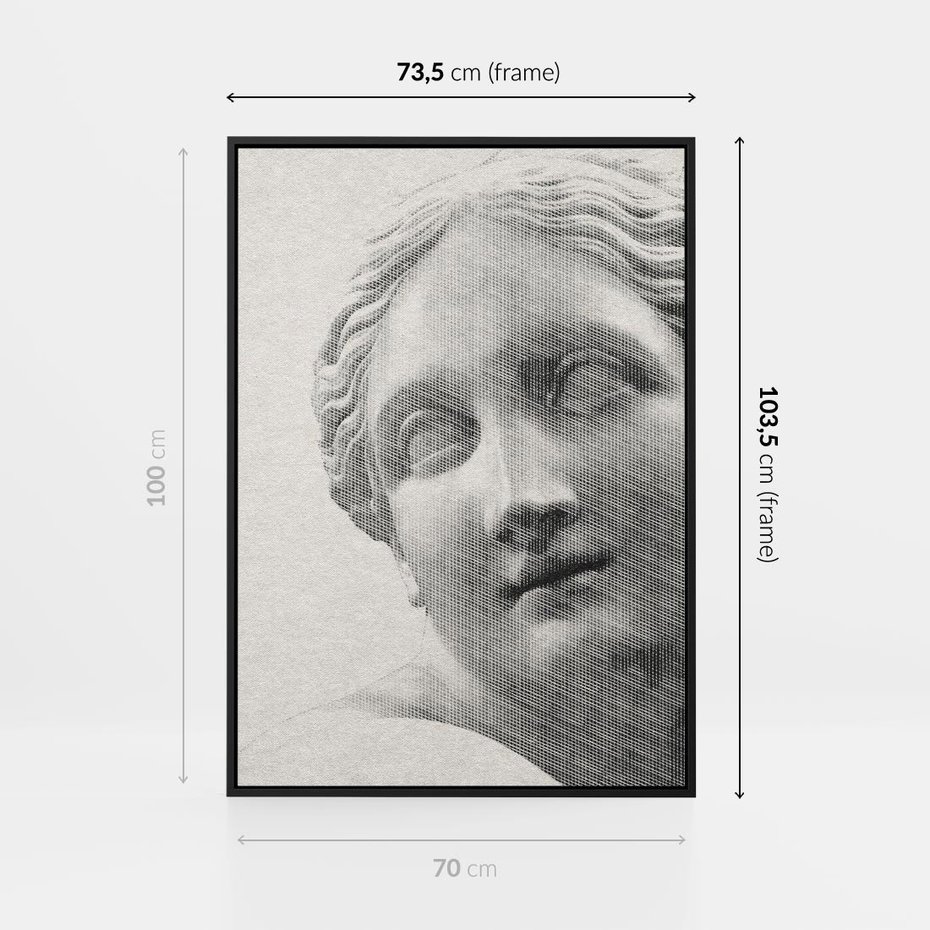 Obraz w ramie 70x100 - Szarość w Kamieniu - monochromatyczna marmurowa rzeźba, odcienie szarości - rama czarna