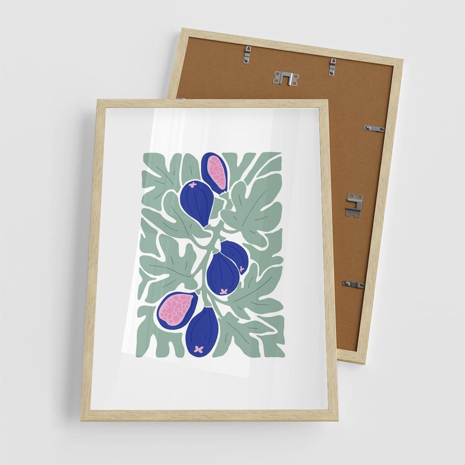 Plakat w ramie 50x70 - Figi Fioletu - figi, sztuka nowoczesna - rama drewno