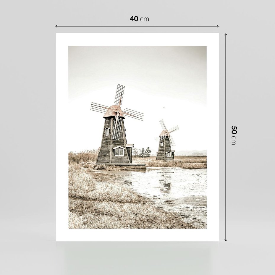 Plakat bez ramy 40x50 - Wiejskie Młyny: Rustykalna Fotografia - młyny, rustykalna fotografia