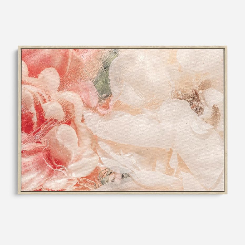 Obraz w ramie 100x70 - Kwiatowe hafty marzeń - abstrakcja przypominająca kwiaty, róże - rama drewno