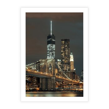 Plakat bez ramy 21x30 - Miasto rozświetlone nocnym blaskiem - miasto, nocą