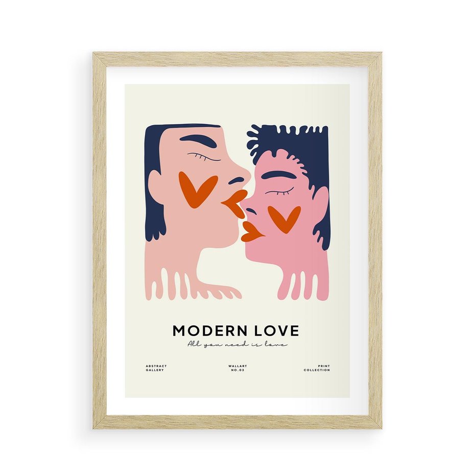 Plakat w ramie 50x70 - Miłość w Kompozycji - miłość, para zakochanych - rama drewno