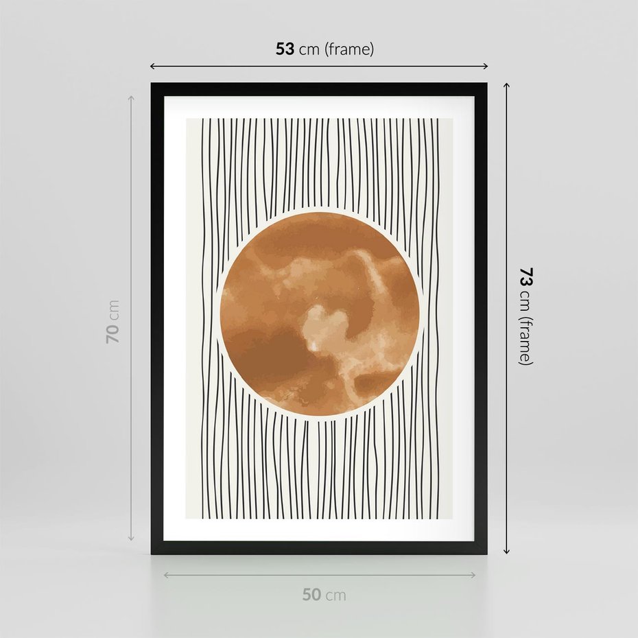 Plakat w ramie 50x70 - Eteryczne Krągłe Echa - boho obraz, geometria - rama czarna