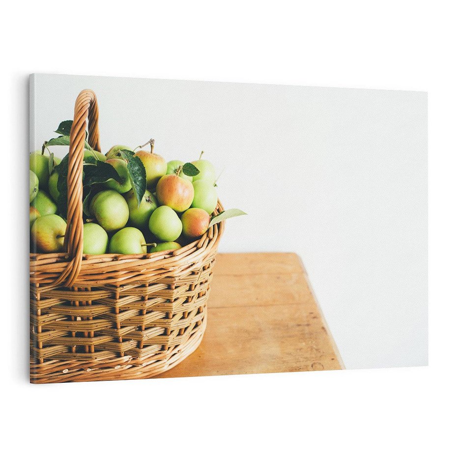 Obraz na płótnie 120x80 - Koszyk Jabłek - Świeżo Zbierane - koszyk, jabłka