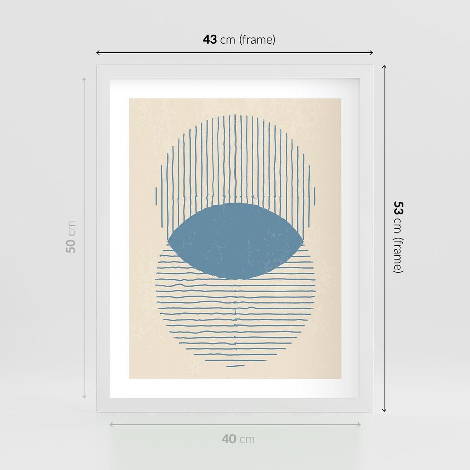 Plakat w ramie 40x50 - Wnętrza Refleksji - geometryczne kształty, koła - rama biała