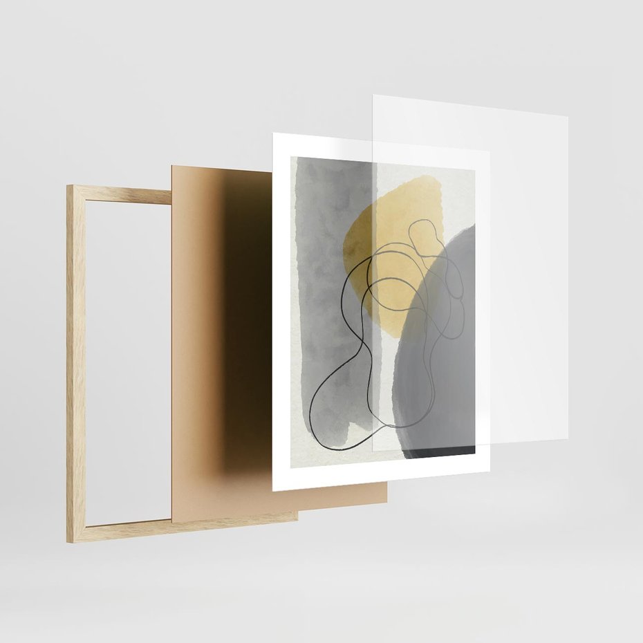 Plakat w ramie 40x50 - Kolorowe Akwarelowe Abstrakcje - abstrakcja, akwarelowe plamy - rama drewno