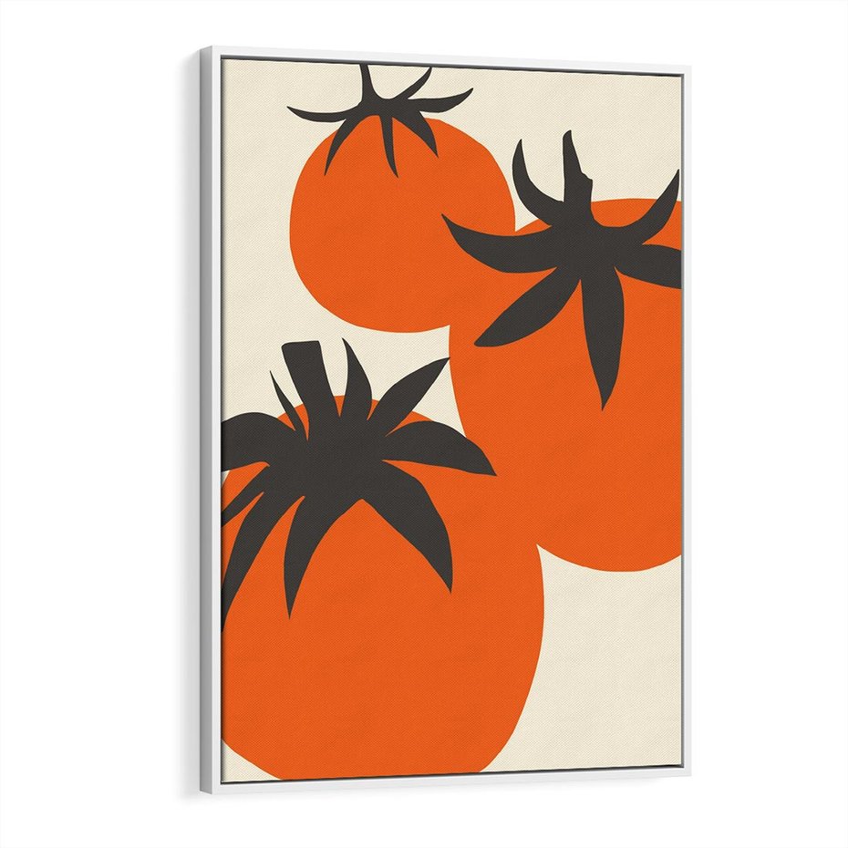 Obraz w ramie 50x70 - Jadalne Kształty - nowoczesny plakat do kuchni, pomidory - rama biała