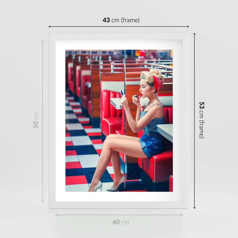 Plakat w ramie 40x50 - Ikoniczna Uroda - retro, Marylin Monroe - rama biała