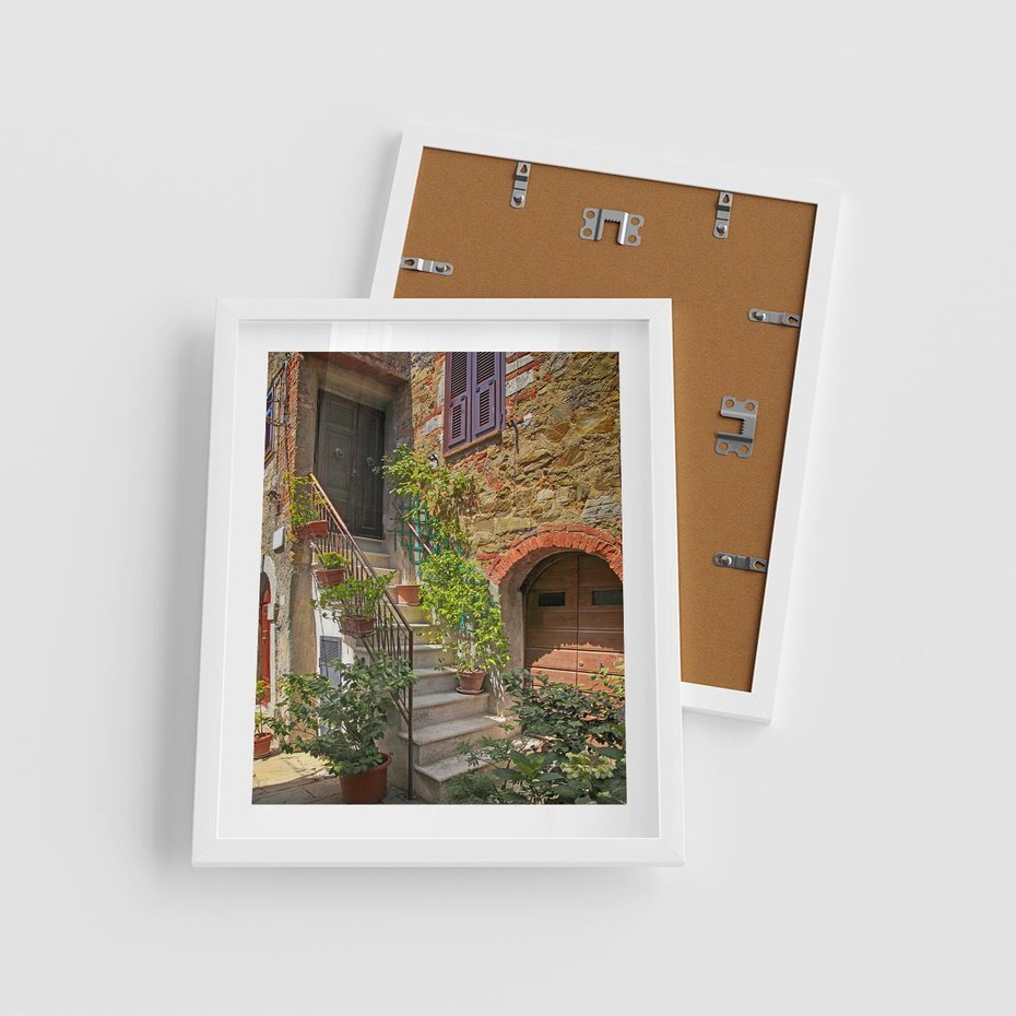 Plakat w ramie 40x50 - Wznies się na wyżyny - schody, perspektywa - rama biała