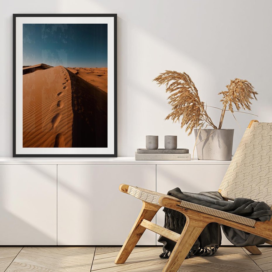 Plakat bez ramy 21x30 - Piasek pustyni w ogniu - pustynia, piasek