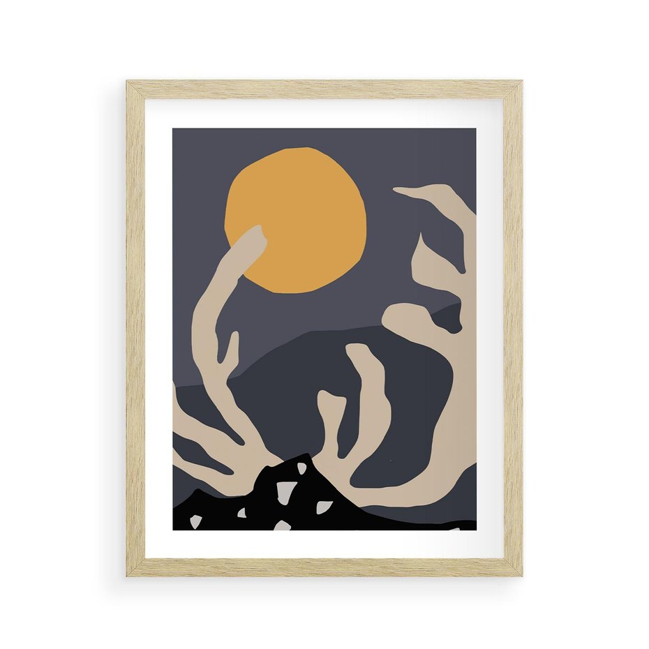 Plakat w ramie 40x50 - Tajemniczy Księżyc - nowoczesna sztuka, plakat - rama drewno