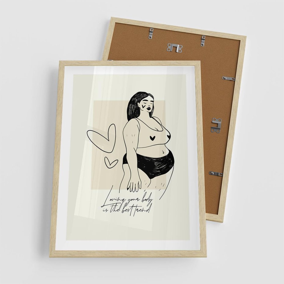 Plakat w ramie 50x70 - Moc to Ona - rysunek, sztuka nowoczesna - rama drewno