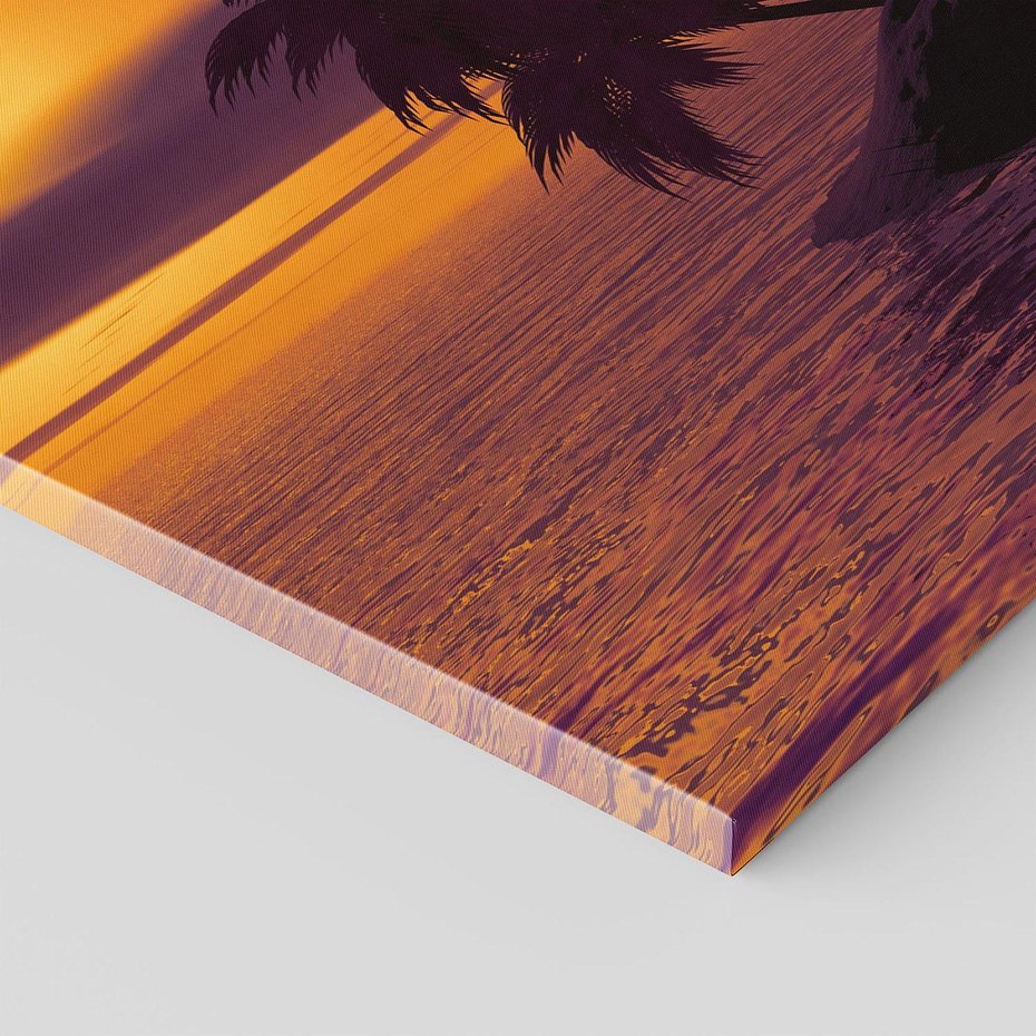 Obraz na płótnie 70x50 - Zachód słońca - Palmy nad morzem - zachód słońca, palmy