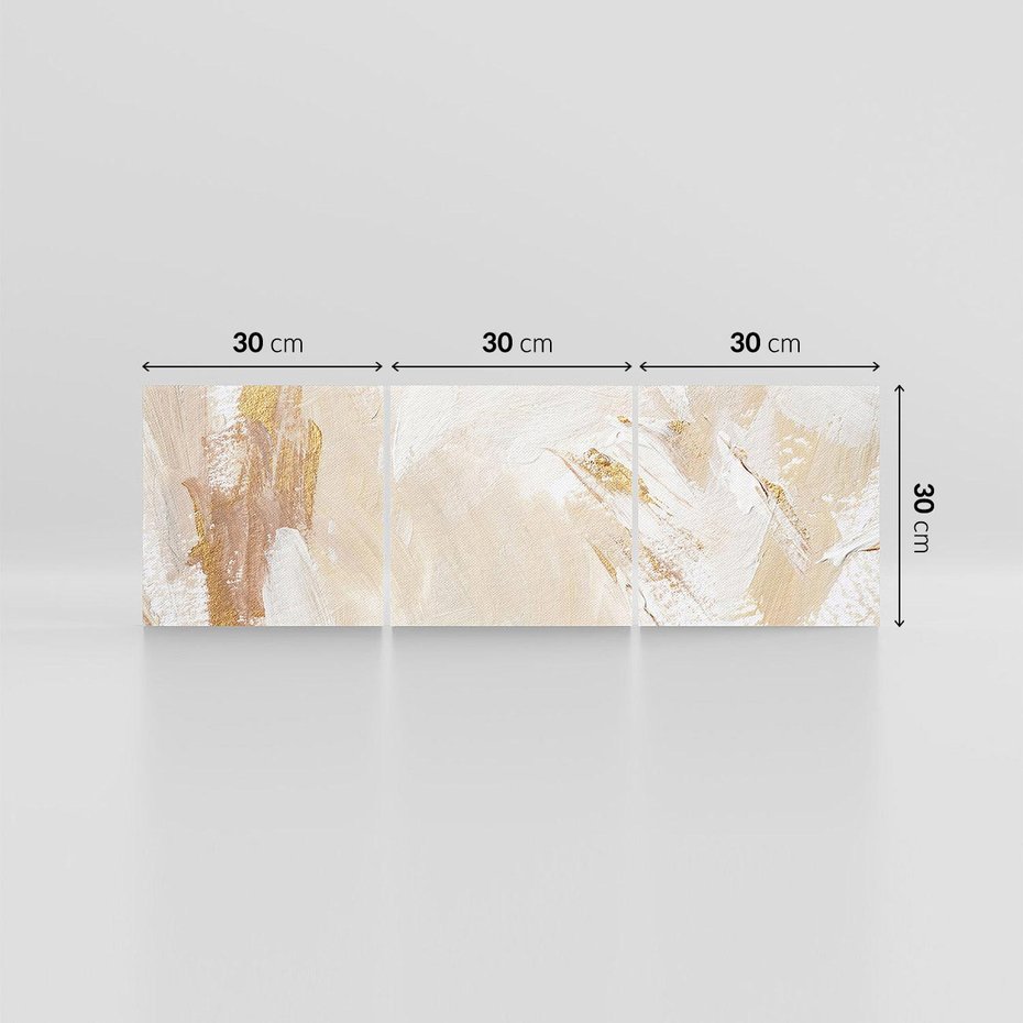 Obraz na płótnie 90x30 - Elegancja w Złocistym Chaosie - złoto beż, abstrakcja