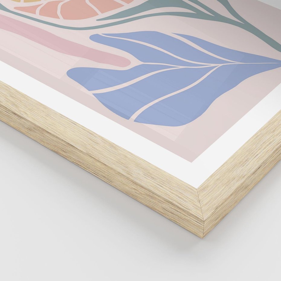 Plakat w ramie 30x40 - Kwiatowe Granice Kształtów - nowoczesny plakat, kwiaty w pastelowych kolorach - rama drewno