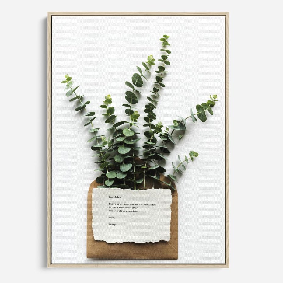 Obraz w ramie 80x120 - Eukaliptusowa harmonia - eukaliptus, liście - rama drewno