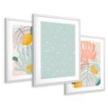 Zestaw obrazy w ramie 50x70 galeria - Monstera, liście, pastelowe, nowoczesne - rama biała