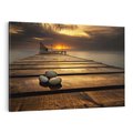 Obraz na płótnie 70x50 - Zachód Słońca nad Molo: Magia Morza - zachód, słońca