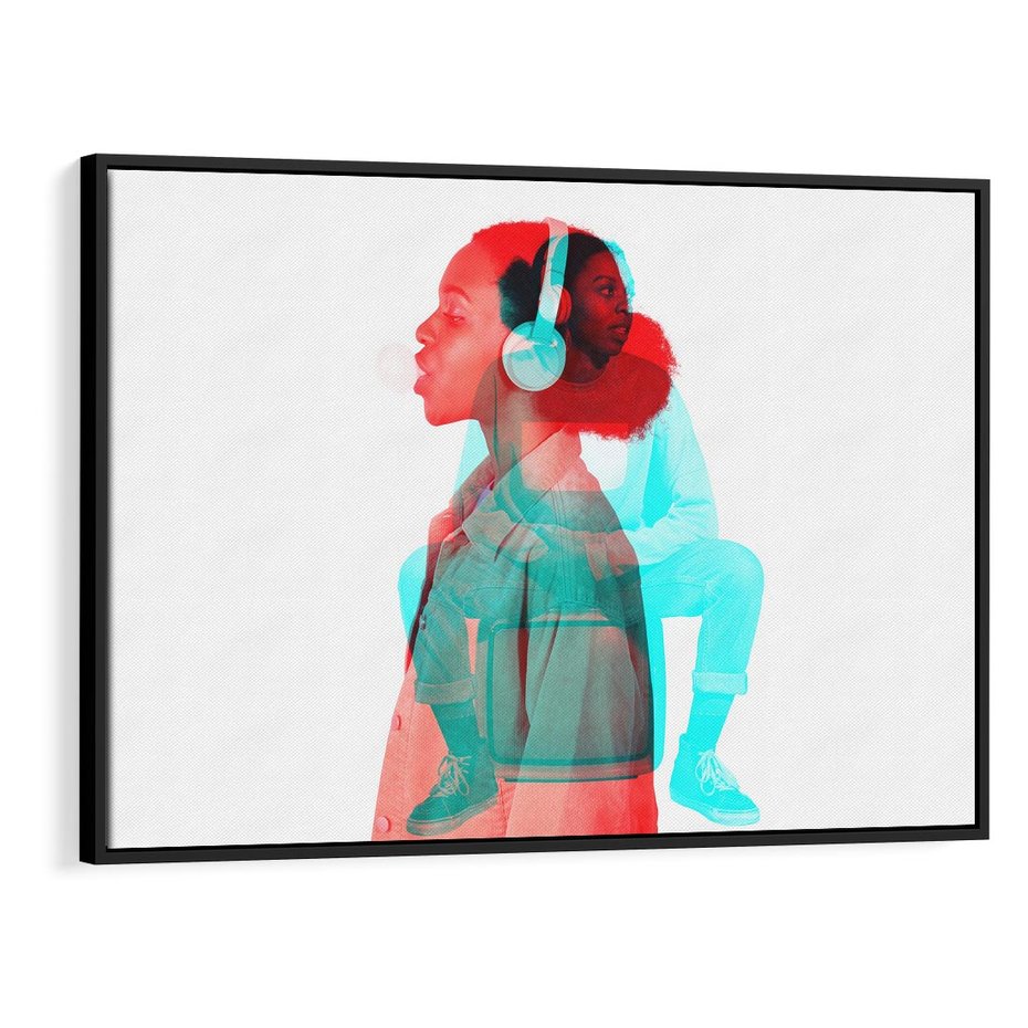 Obraz w ramie 100x70 - Rytmy Wspomnień - kolaż zdjęć, kobieta - rama czarna