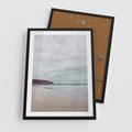 Plakat w ramie 50x70 - Mglista Plaża - plaża, mglisty krajobraz - rama czarna