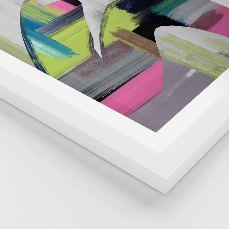 Plakat w ramie 40x50 - Impulsy Marzeń - abstrakcyjna sztuka, nowoczesny obraz - rama biała