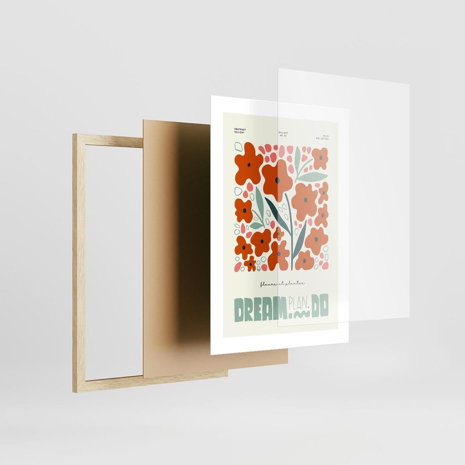 Plakat w ramie 30x40 - Abstrakcyjne Spektrum - kwiaty, abstrakcja - rama drewno