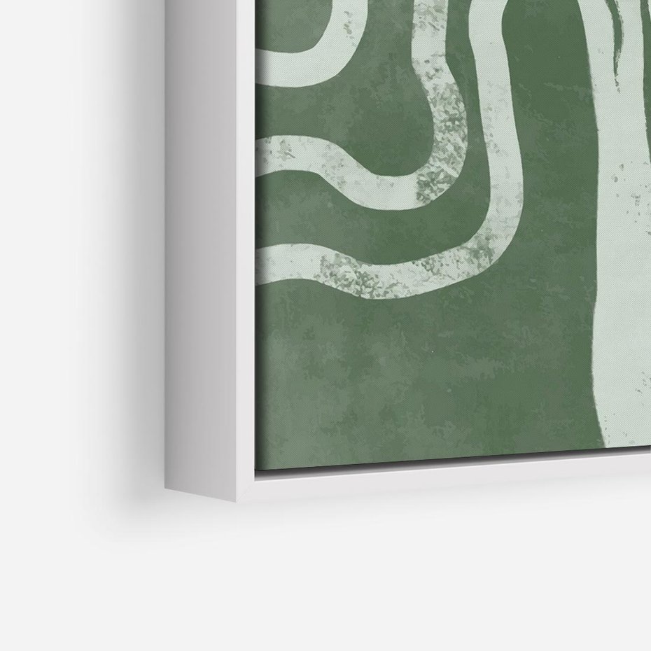 Obraz w ramie 80x80 - Inspirujące Zawiłości Zieleni - abstrakcyjny kształt, zielony plakat - rama biała