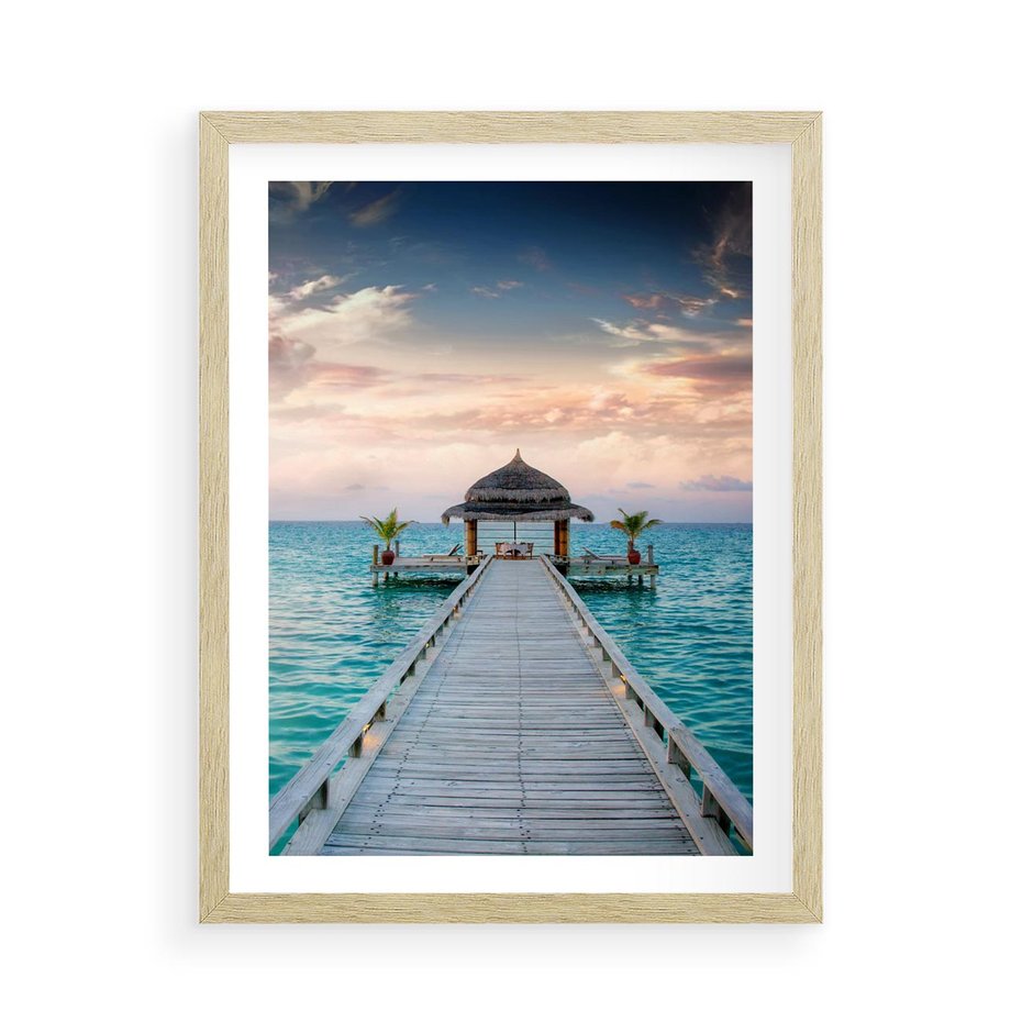 Plakat w ramie 50x70 - Morski Pomost - morze, pomost - rama drewno