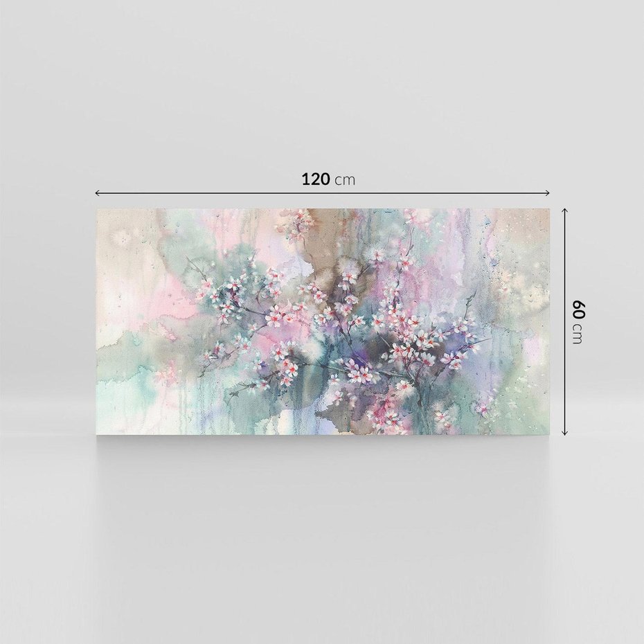 Obraz na płótnie 120x60 - Efemeryczne Kwitnienie Drzew - akwarela, rozmyte pastelowe tłó