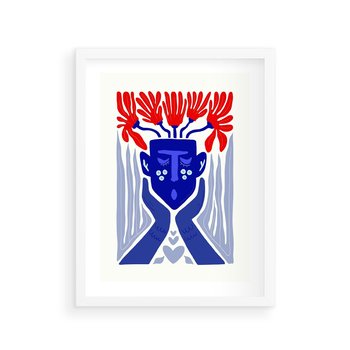 Plakat w ramie 50x70 - Nowoczesne Wcielenie Boho - etniczna maska, boho styl - rama biała