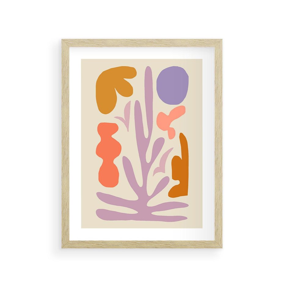 Plakat w ramie 30x40 - Przenikająca Harmonia - abstrakcyjny obraz, pastelowe kolory - rama drewno