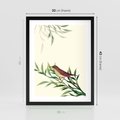 Plakat w ramie 30x40 - Roślinne Nastroje - japońska sztuka, ptak - rama czarna