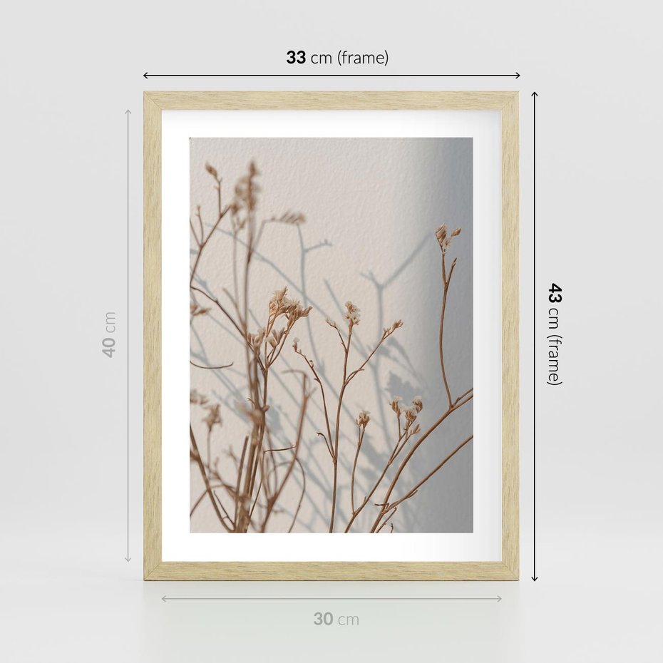 Plakat w ramie 30x40 - Boho gałązki suche - gałązki, suche - rama drewno