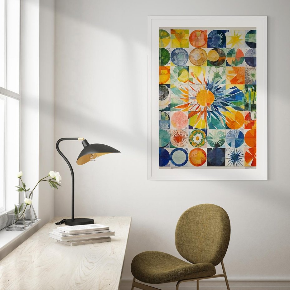 Plakat w ramie 40x50 - Rozkwitające Wzory Abstrakcji - abstrakcyjny obraz, mnogość kolorów - rama biała